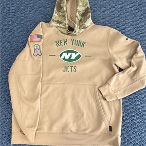 NFL Salute to Service New York Jets Tan Hoodie with Camo Hood